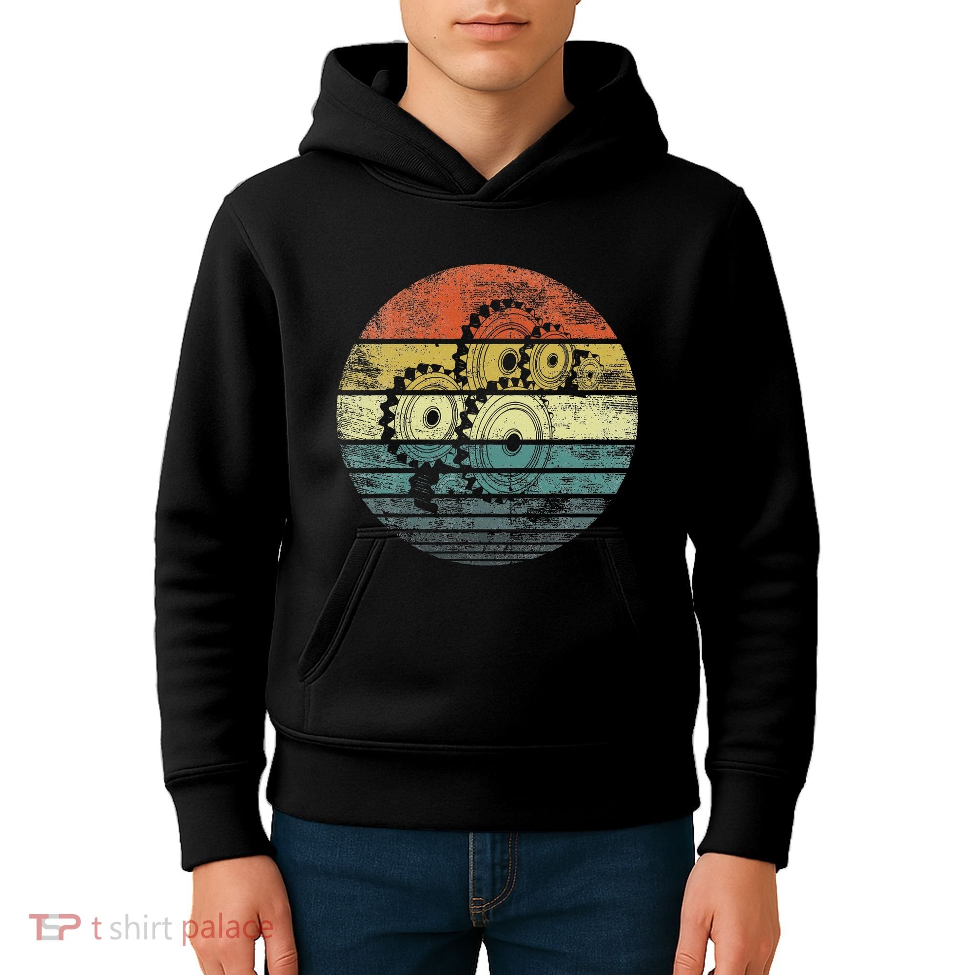 Mechanical Engineer Gifts Funny Retro Cogs Engineering Gear Kids Hoodie