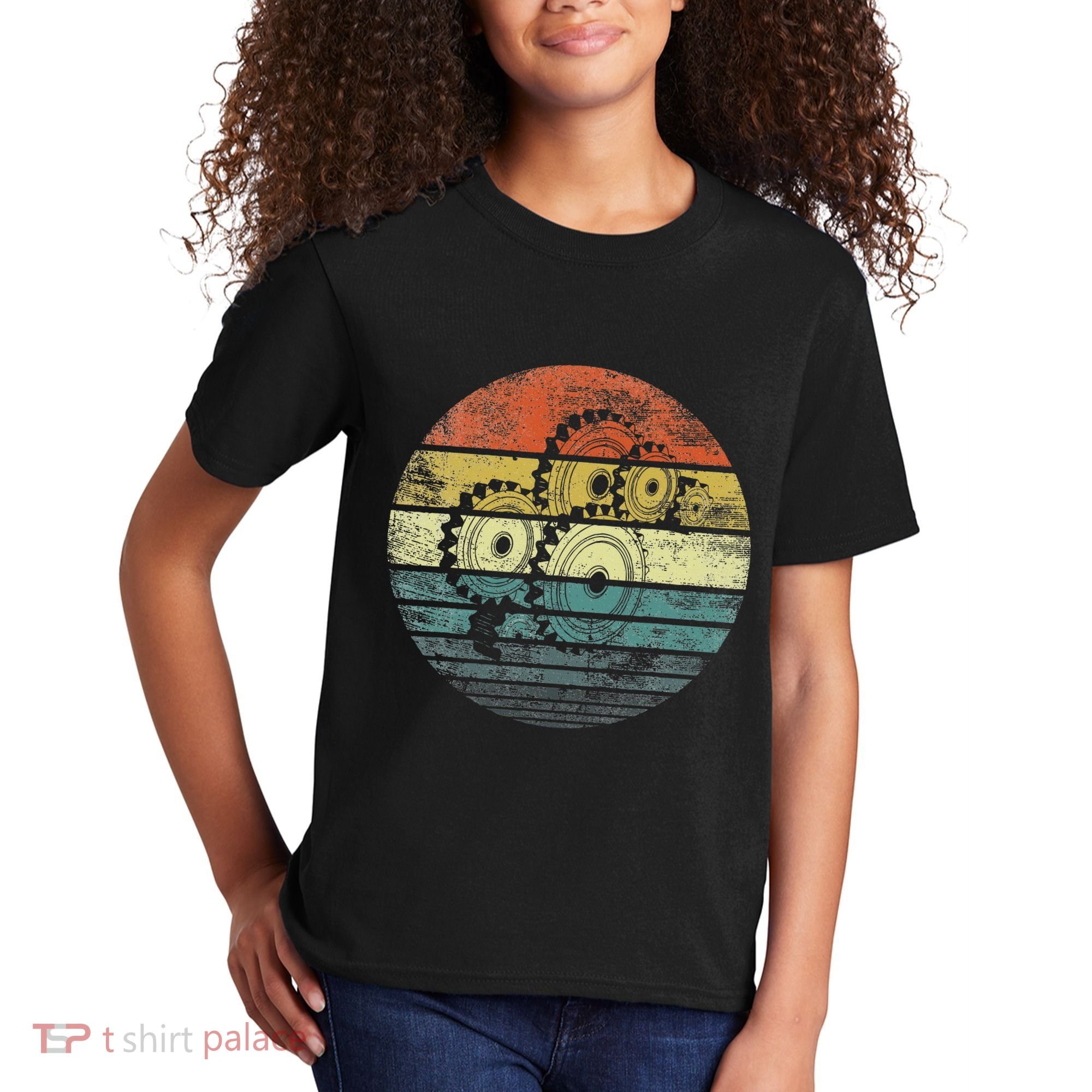 Mechanical Engineer Gifts Funny Retro Cogs Engineering Gear Kids T-Shirt