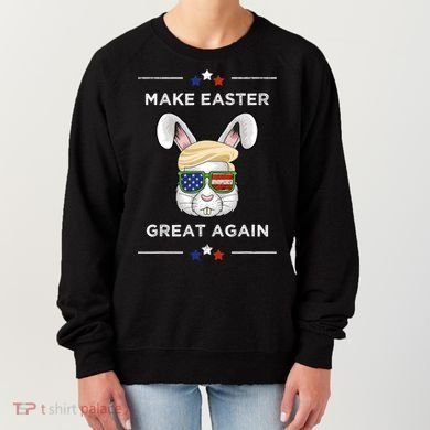 Make Easter Great Again Funny Trump Bunny Gift Usa Flag Gift Women's Sweatshirt
