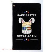 Make Easter Great Again Funny Trump Bunny Gift Usa Flag Gift Golf Towel thumb 0