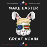 Make Easter Great Again Funny Trump Bunny Gift Usa Flag Gift Golf Towel thumb 3