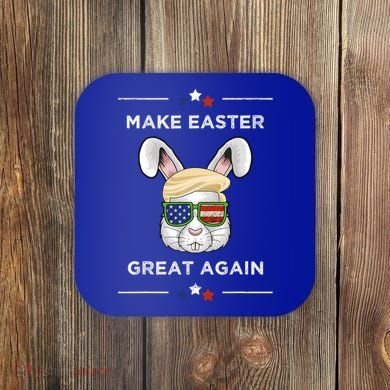 Make Easter Great Again Funny Trump Bunny Gift Usa Flag Gift Coaster