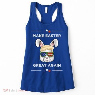Make Easter Great Again Funny Trump Bunny Gift Usa Flag Gift Women's Tank Top