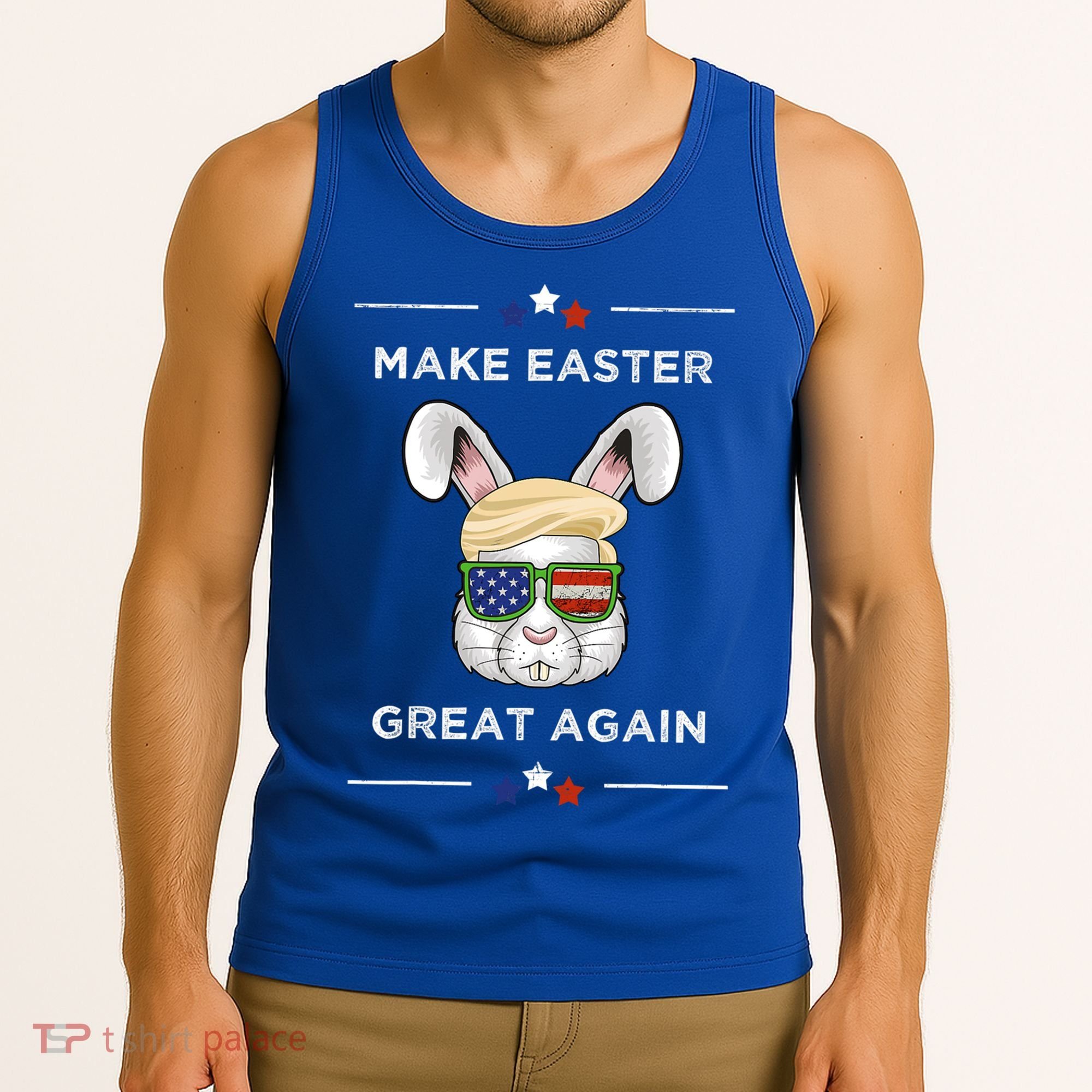 Make Easter Great Again Funny Trump Bunny Gift Usa Flag Gift Tank Top