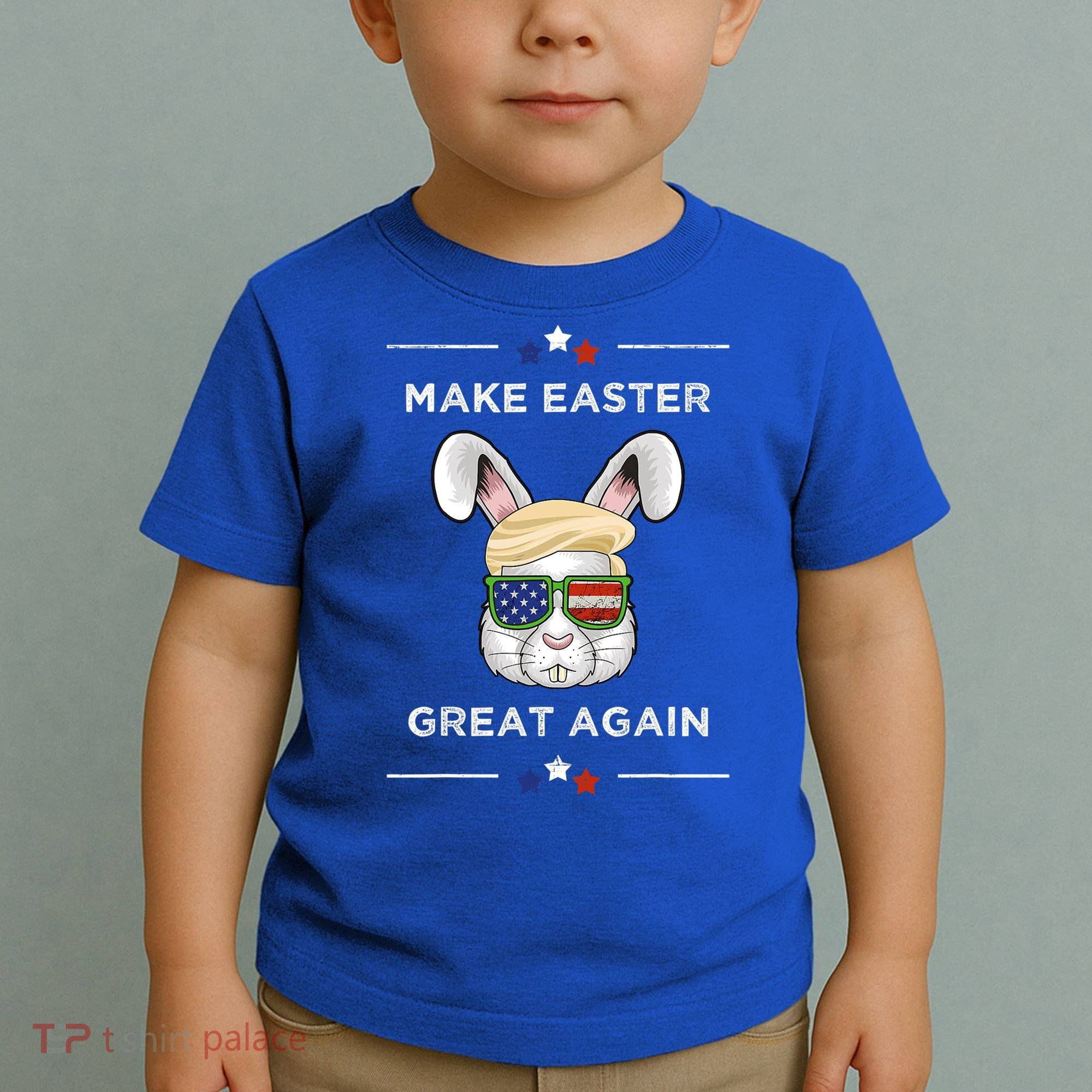 Make Easter Great Again Funny Trump Bunny Gift Usa Flag Gift Toddler T-Shirt