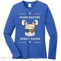 Make Easter Great Again Funny Trump Bunny Gift Usa Flag Gift Women's Long Sleeve Shirt thumb 0