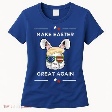 Make Easter Great Again Funny Trump Bunny Gift Usa Flag Gift Women's T-Shirt