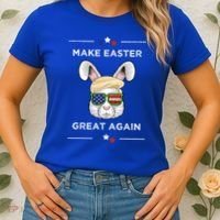 Make Easter Great Again Funny Trump Bunny Gift Usa Flag Gift Women's T-Shirt thumb 2