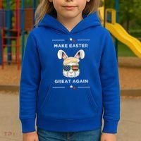 Make Easter Great Again Funny Trump Bunny Gift Usa Flag Gift Kids Hoodie thumb 3