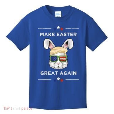 Make Easter Great Again Funny Trump Bunny Gift Usa Flag Gift Kids T-Shirt
