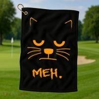 Meh. Angry Cat Golf Towel thumb 1