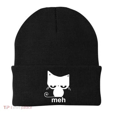 Meh Cat Funny Meme Beanie