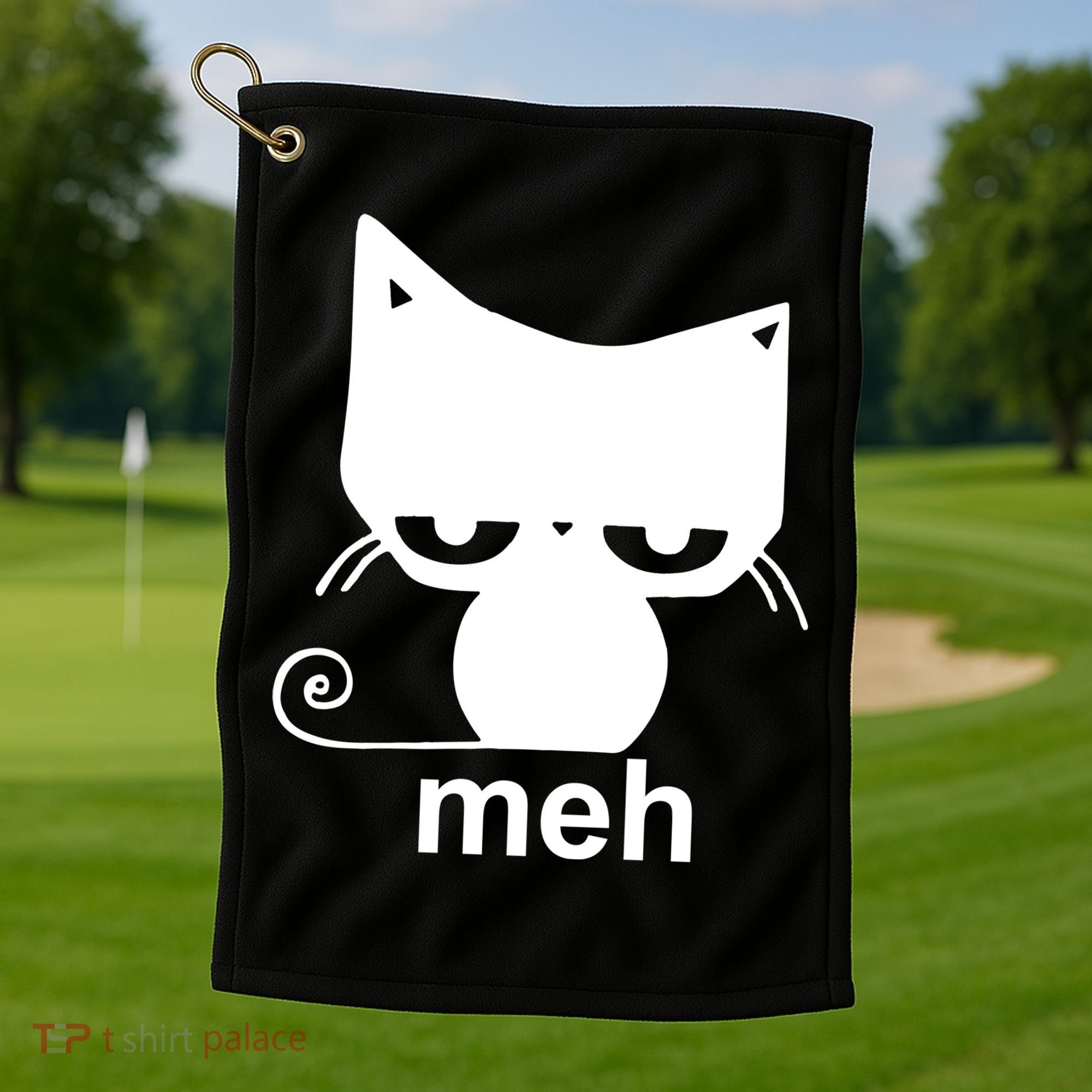 Meh Cat Funny Meme Golf Towel