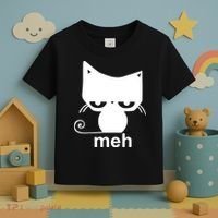 Meh Cat Funny Meme Toddler T-Shirt thumb 3
