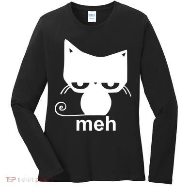 Meh Cat Funny Meme Women's Long Sleeve Shirt