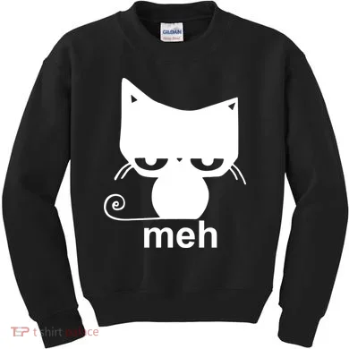 Meh Cat Funny Meme Kids Sweatshirt