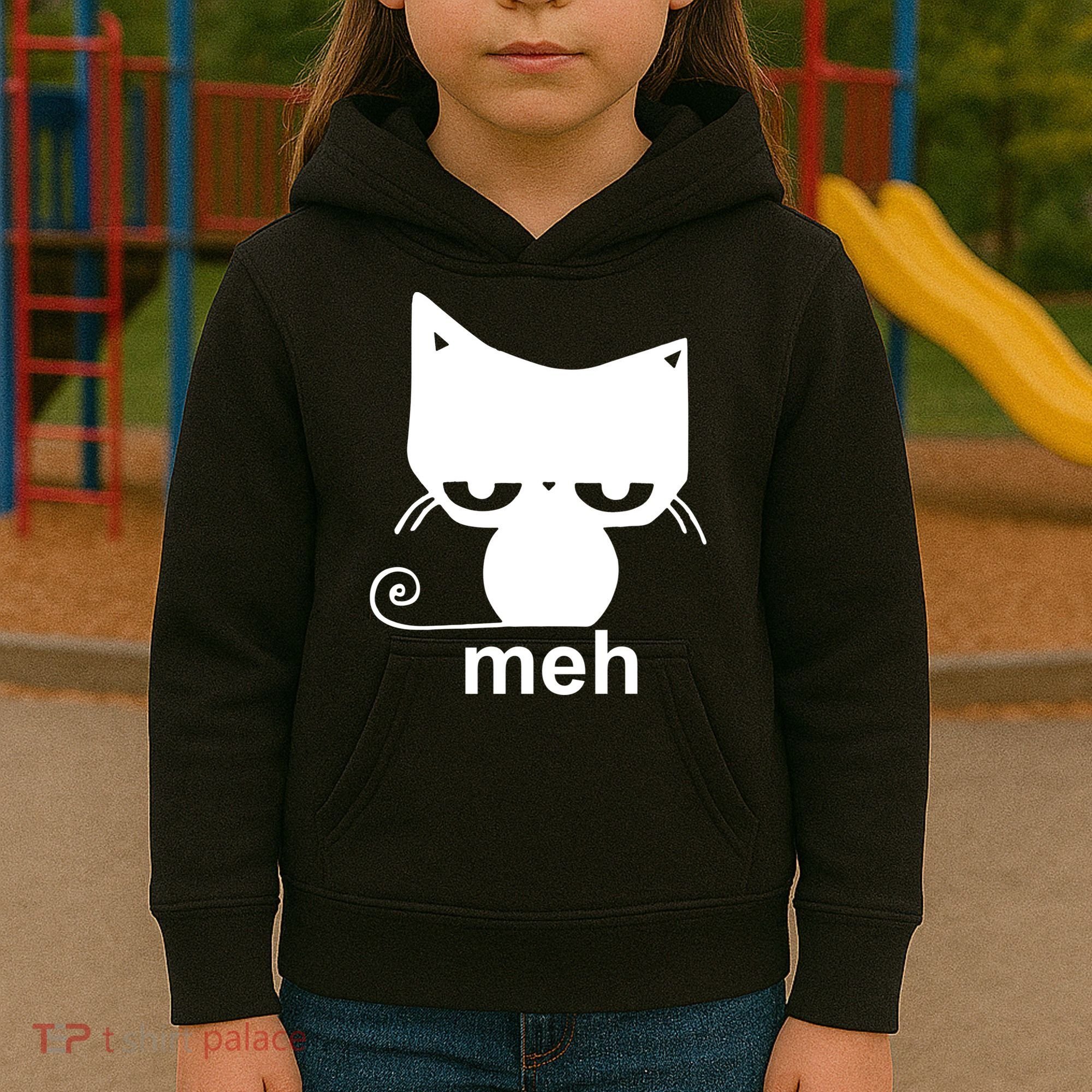 Meh Cat Funny Meme Kids Hoodie