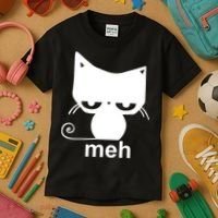 Meh Cat Funny Meme Kids T-Shirt thumb 3