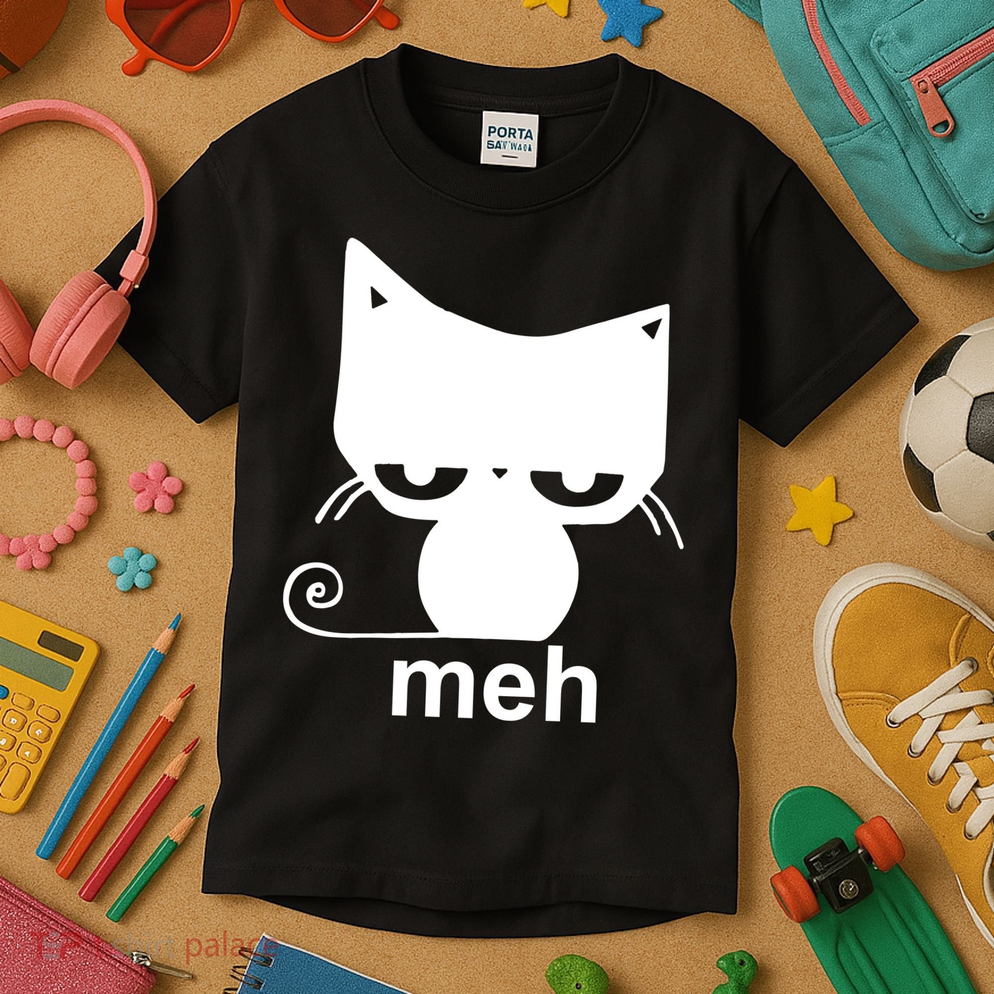 Meh Cat Funny Meme Kids T-Shirt