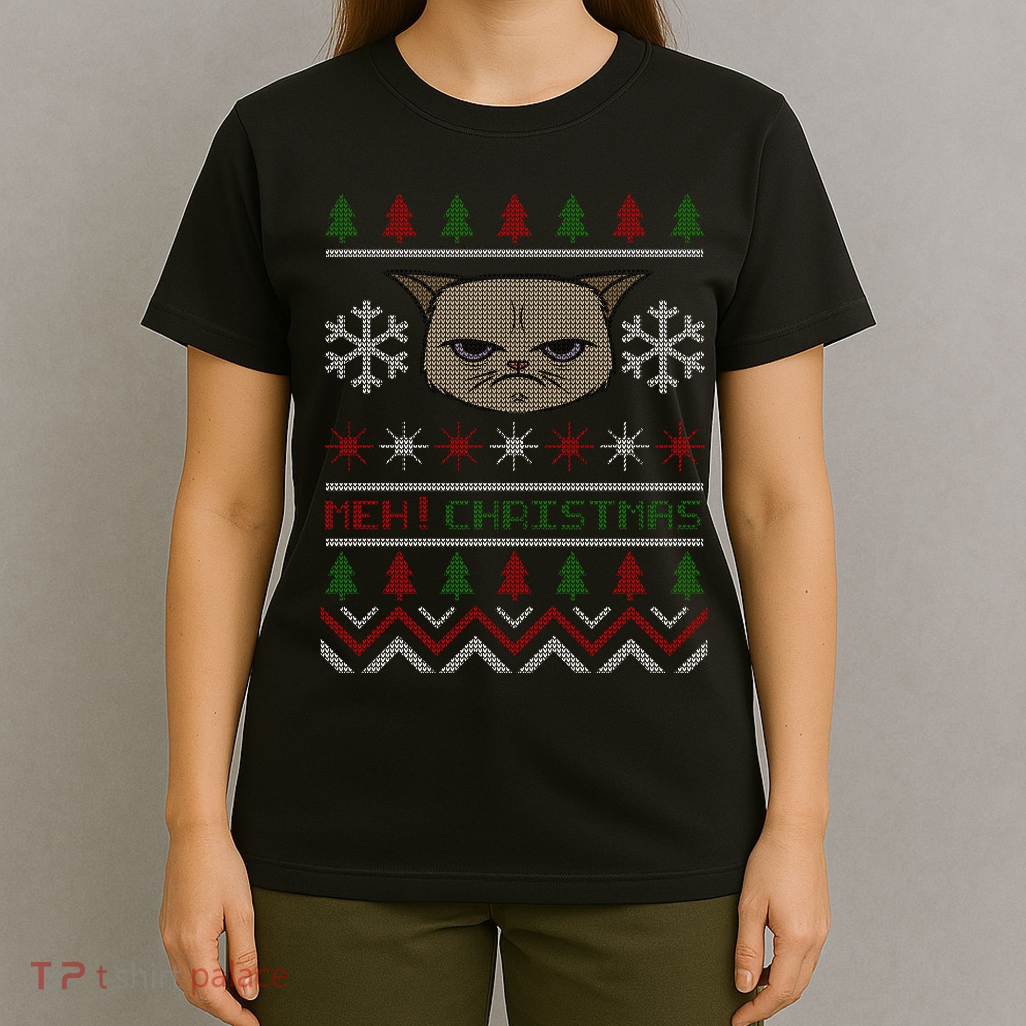 MEH! Christmas Cat Ugly Sweater T-Shirt
