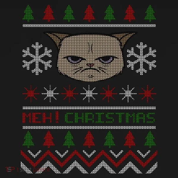 MEH! Christmas Cat Ugly Sweater T-Shirt