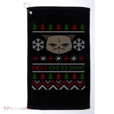 MEH! Christmas Cat Ugly Sweater Golf Towel