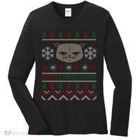 MEH! Christmas Cat Ugly Sweater Women's Long Sleeve Shirt thumb 0