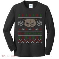 MEH! Christmas Cat Ugly Sweater Kids Long Sleeve Shirt thumb 0