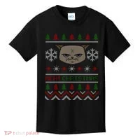 MEH! Christmas Cat Ugly Sweater Kids T-Shirt thumb 0