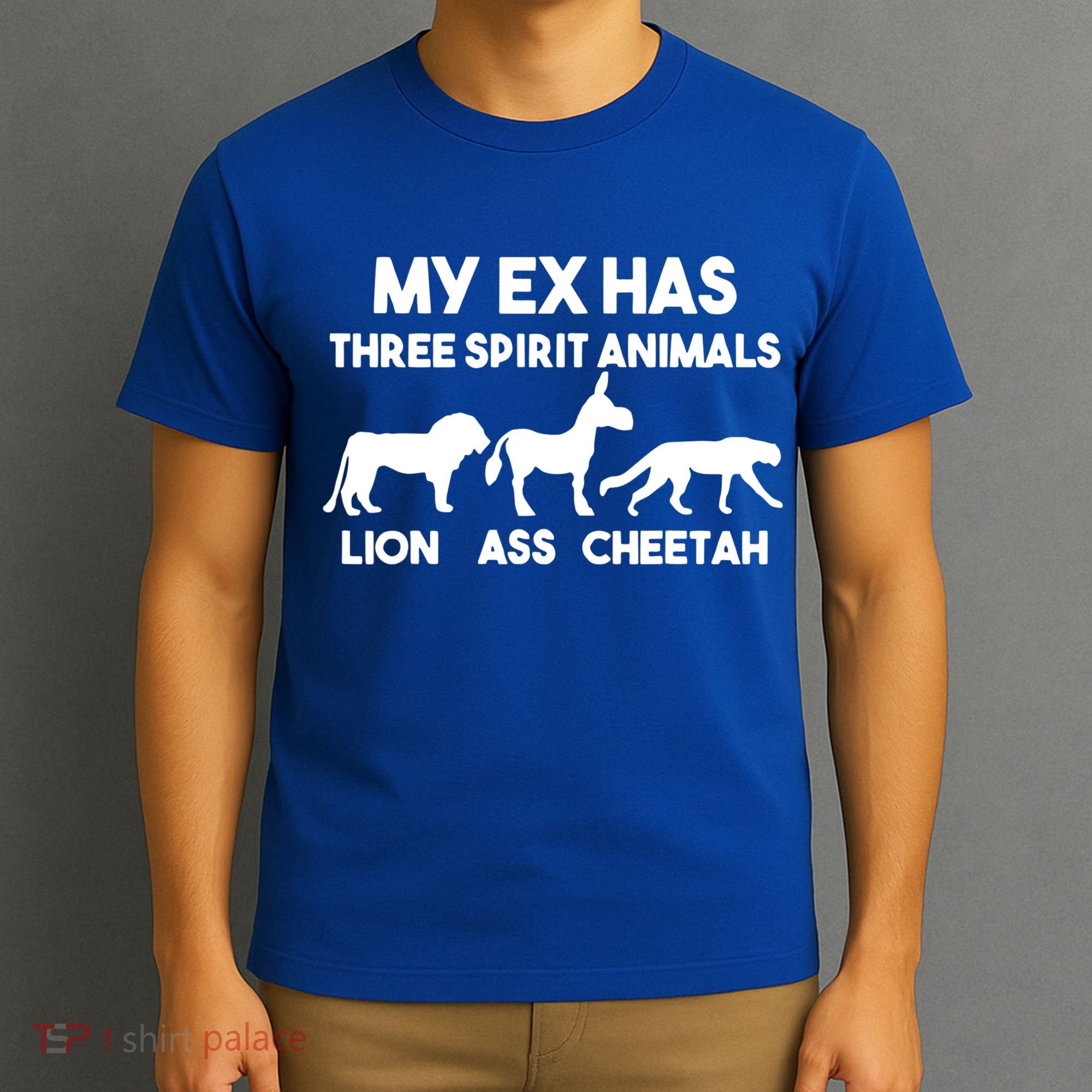 My Ex Has 3 Spirit Animals Lion Ass Cheetah Divorce Funny T-Shirt