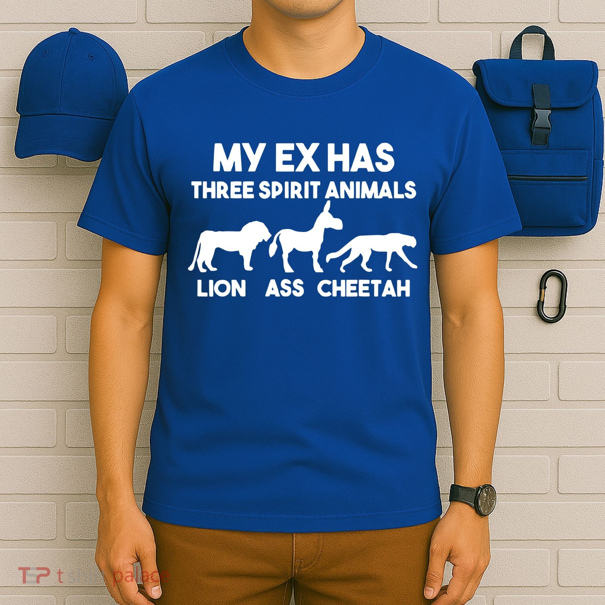 My Ex Has 3 Spirit Animals Lion Ass Cheetah Divorce Funny T-Shirt