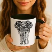 Mandala Elephant Hastin Gaja Pattern Yoga Great Gift Coffee Mug thumb 3