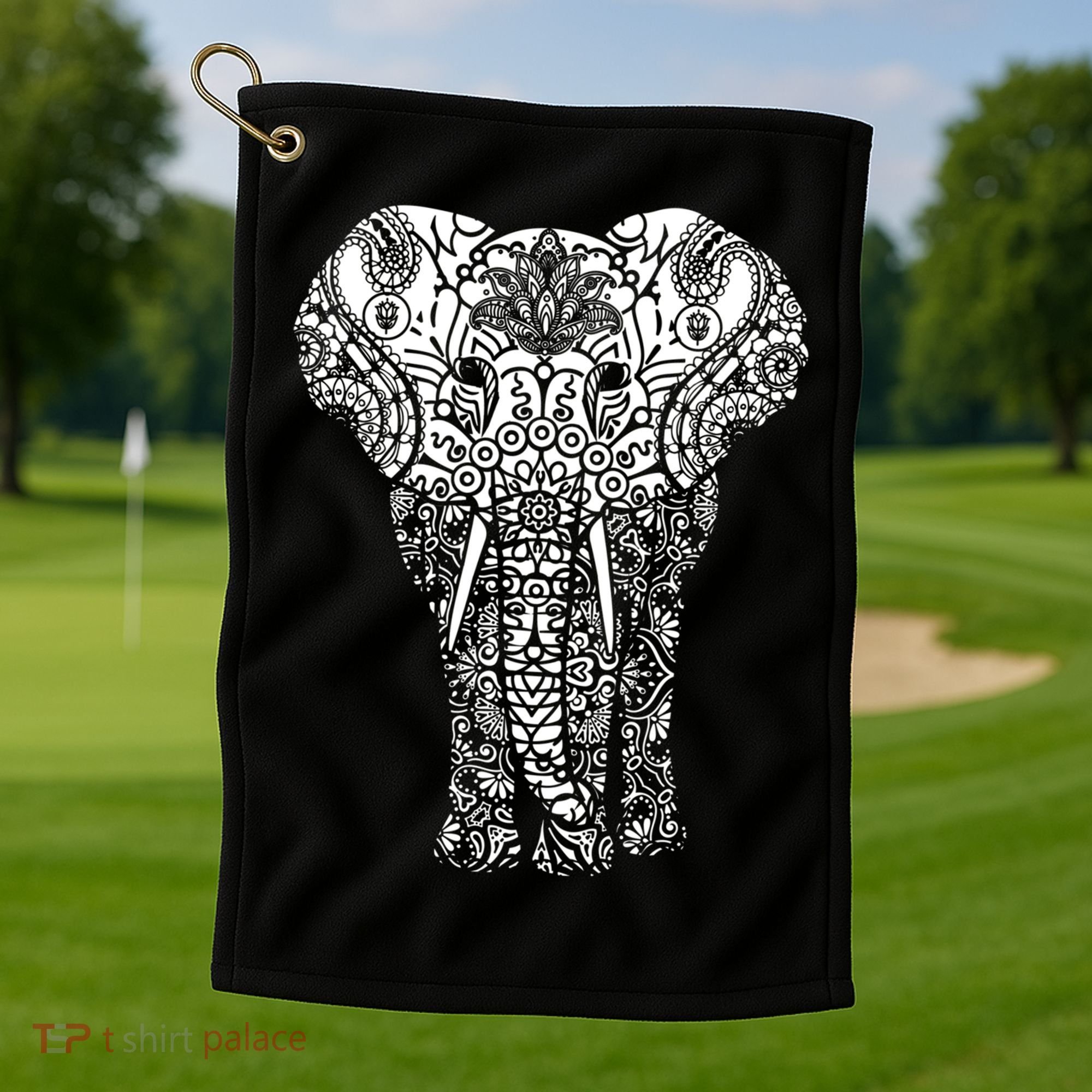 Mandala Elephant Hastin Gaja Pattern Yoga Great Gift Golf Towel