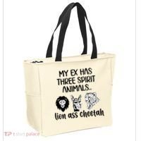 My Ex Has Three Spirit Animals Lion Ass Cheetah Funny Tote Bag thumb 2