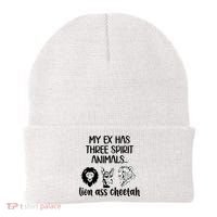My Ex Has Three Spirit Animals Lion Ass Cheetah Funny Beanie thumb 0