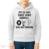 My Ex Has Three Spirit Animals Lion Ass Cheetah Funny Kids Hoodie thumb 4