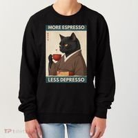 More Espresso Less Depresso Kimono Cat Japanese Art Women's Sweatshirt thumb 0