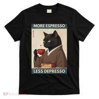 More Espresso Less Depresso Kimono Cat Japanese Art T-Shirt thumb 0