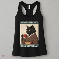 More Espresso Less Depresso Kimono Cat Japanese Art Women's Tank Top thumb 3