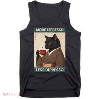 More Espresso Less Depresso Kimono Cat Japanese Art Tank Top thumb 0