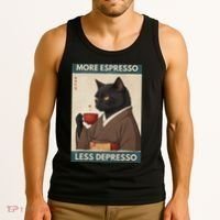 More Espresso Less Depresso Kimono Cat Japanese Art Tank Top thumb 3