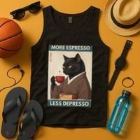 More Espresso Less Depresso Kimono Cat Japanese Art Tank Top thumb 4