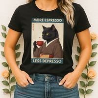 More Espresso Less Depresso Kimono Cat Japanese Art Women's T-Shirt thumb 2