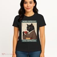 More Espresso Less Depresso Kimono Cat Japanese Art Women's T-Shirt thumb 4