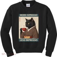 More Espresso Less Depresso Kimono Cat Japanese Art Kids Sweatshirt thumb 0