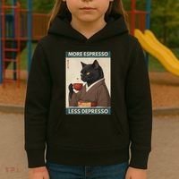 More Espresso Less Depresso Kimono Cat Japanese Art Kids Hoodie thumb 3