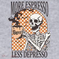 More Espresso Less Depresso Coffee Drink Skeleton Halloween Women's Sweatshirt thumb 2