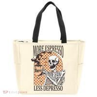 More Espresso Less Depresso Coffee Drink Skeleton Halloween Tote Bag thumb 0