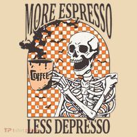 More Espresso Less Depresso Coffee Drink Skeleton Halloween Tote Bag thumb 4