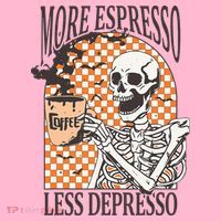 More Espresso Less Depresso Coffee Drink Skeleton Halloween Coaster thumb 2